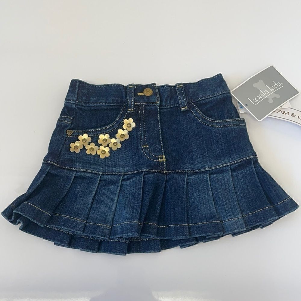 Koala Kids Denim Skirt w/Gold Flowers 12M NWT